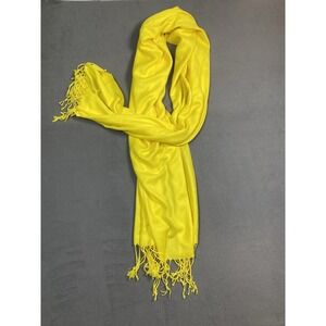 Pashmina Scarf Wrap Shawl 27"x68" Tassel Yellow 100% Pashmina Spring Boho Granny